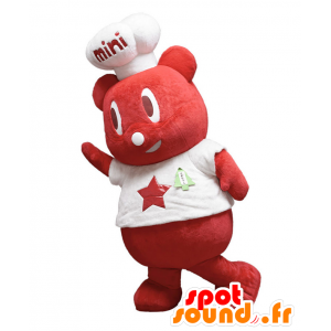 Mascot Kuma Taro, vermelho e branco urso de pelúcia, chefe - MASFR27172 - Yuru-Chara Mascotes japoneses