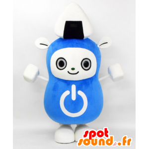 Mascotte de Meshiyama, robot bleu et blanc géant - MASFR27174 - Mascottes Yuru-Chara Japonaises
