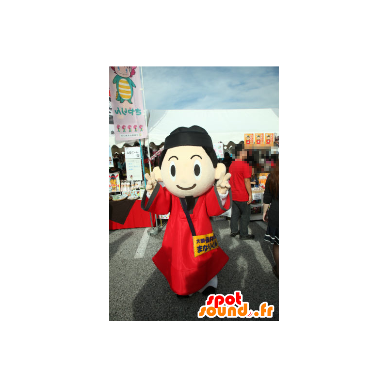 Mascotte de Manarikun, homme japonais habillé d'une tunique rouge - MASFR27176 - Mascottes Yuru-Chara Japonaises