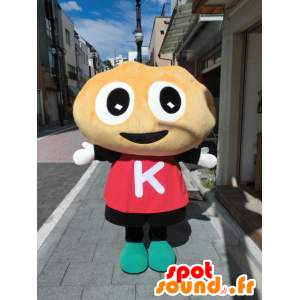 Mascotte de Kentakun, boulette beige en tenue rouge et noire - MASFR27191 - Mascottes Yuru-Chara Japonaises