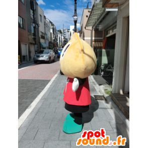 Mascot Kentakun, beige bol gekleed rood en zwart - MASFR27191 - Yuru-Chara Japanse Mascottes