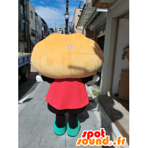 Mascot Kentakun, bolinho de massa bege vestido vermelho e preto - MASFR27191 - Yuru-Chara Mascotes japoneses