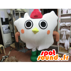 Mascot Hatton, wit en geel uil, reuze wolk - MASFR27192 - Yuru-Chara Japanse Mascottes