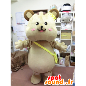 Habahana chan mascotte, grande beige e marrone scoiattolo - MASFR27193 - Yuru-Chara mascotte giapponese