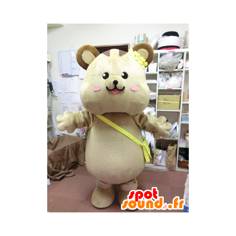 Habahana chan maskotti, iso beigen ja ruskean orava - MASFR27193 - Mascottes Yuru-Chara Japonaises