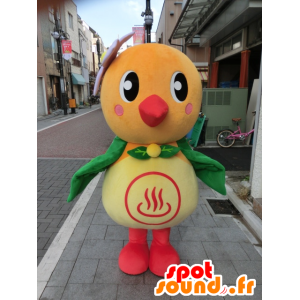 Mascotte de Yutotto, colibri, oiseau orange jaune vert et rouge - MASFR27194 - Mascottes Yuru-Chara Japonaises