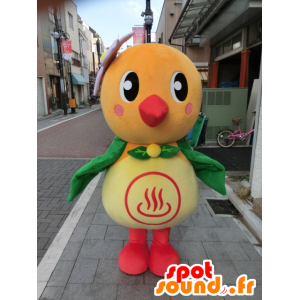 Yutotto mascotte colibrì arancione giallo uccello verde e rosso - MASFR27194 - Yuru-Chara mascotte giapponese