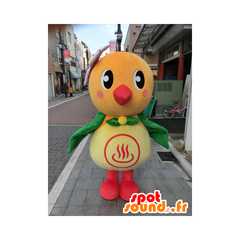 Mascotte de Yutotto, colibri, oiseau orange jaune vert et rouge - MASFR27194 - Mascottes Yuru-Chara Japonaises