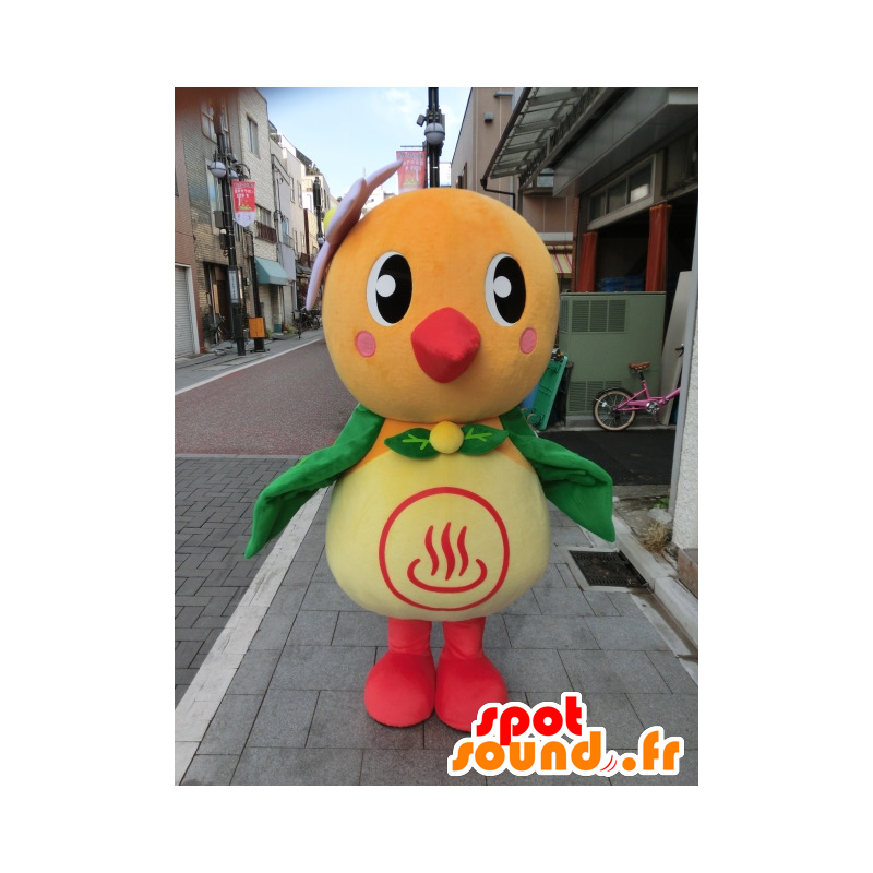 Yutotto mascotte colibrì arancione giallo uccello verde e rosso - MASFR27194 - Yuru-Chara mascotte giapponese