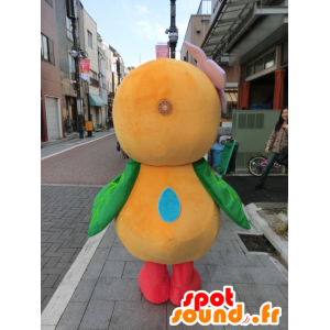 Yutotto mascotte colibrì arancione giallo uccello verde e rosso - MASFR27194 - Yuru-Chara mascotte giapponese