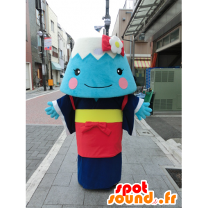 Mascot Tea Miyan, jättiläinen sininen ja valkoinen vuori - MASFR27198 - Mascottes Yuru-Chara Japonaises