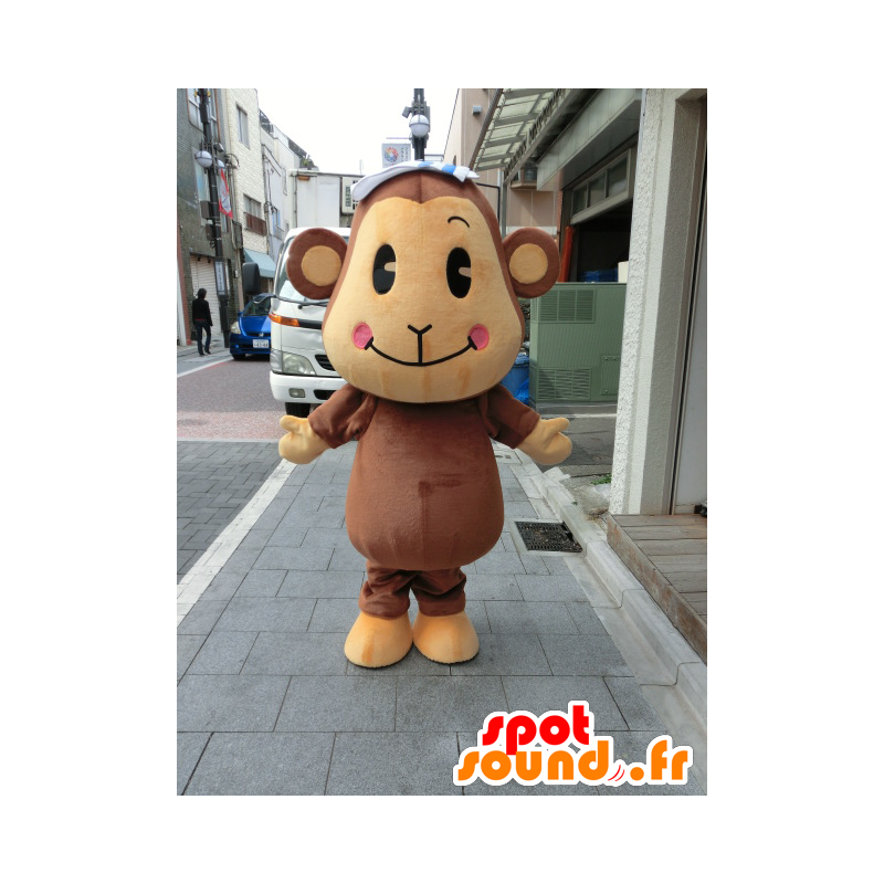 καφέ και μπεζ μασκότ πίθηκος, χαριτωμένο και προσφιλής - MASFR27202 - Yuru-Χαρά ιαπωνική Μασκότ