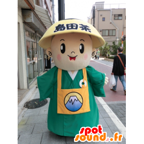 Mascotte d'Ei Shimada tea, japonais avec un tablier et un chapeau - MASFR27207 - Mascottes Yuru-Chara Japonaises