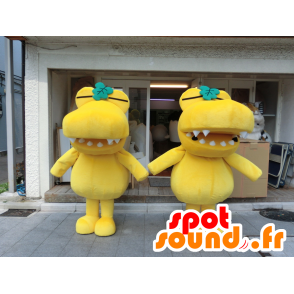 2 mascottes Kashiwani zeer succesvol geel krokodillen - MASFR27208 - Yuru-Chara Japanse Mascottes