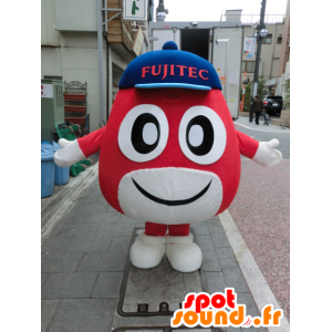 Fujitech maskot, rund man, röd och vit - Spotsound maskot