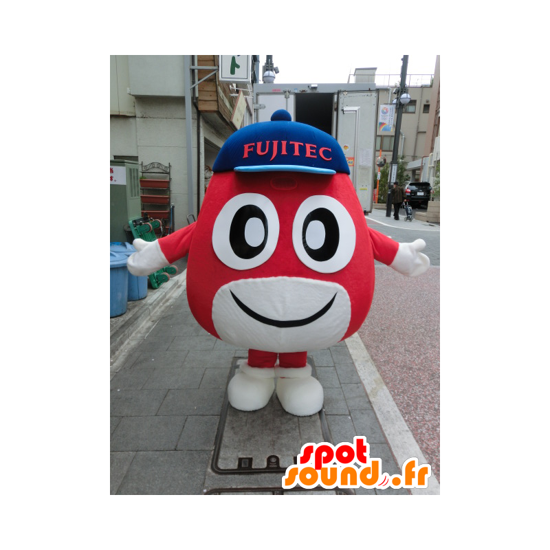 Mascotte de Fujitech, bonhomme rond, rouge et blanc - MASFR27209 - Mascottes Yuru-Chara Japonaises