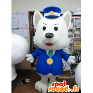 Mascot AkiAyumi KUN valkoinen koira bussikuski - MASFR27210 - Mascottes Yuru-Chara Japonaises