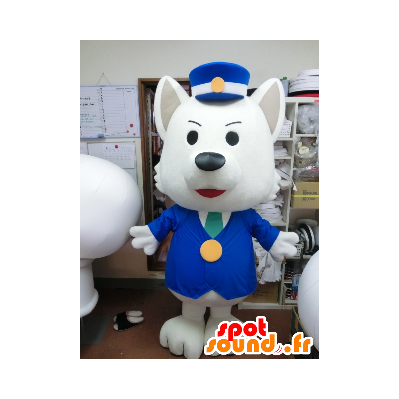 AkiAyumi kun maskot, vit hund bussförare - Spotsound maskot