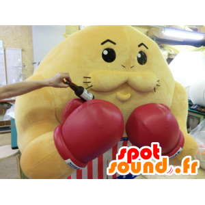 Mascotte de Todorokki, boxeur jaune avec des gants et un short - MASFR27212 - Mascottes Yuru-Chara Japonaises