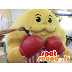Todorokki mascot, yellow boxer with gloves and shorts - MASFR27212 - Yuru-Chara Japanese mascots