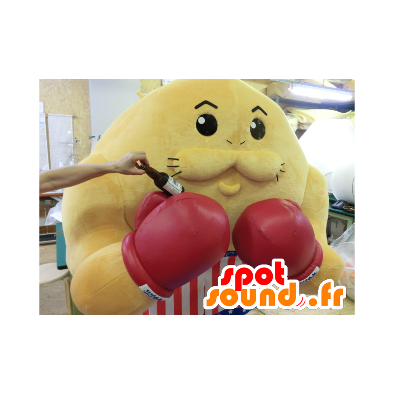 Mascotte de Todorokki, boxeur jaune avec des gants et un short - MASFR27212 - Mascottes Yuru-Chara Japonaises
