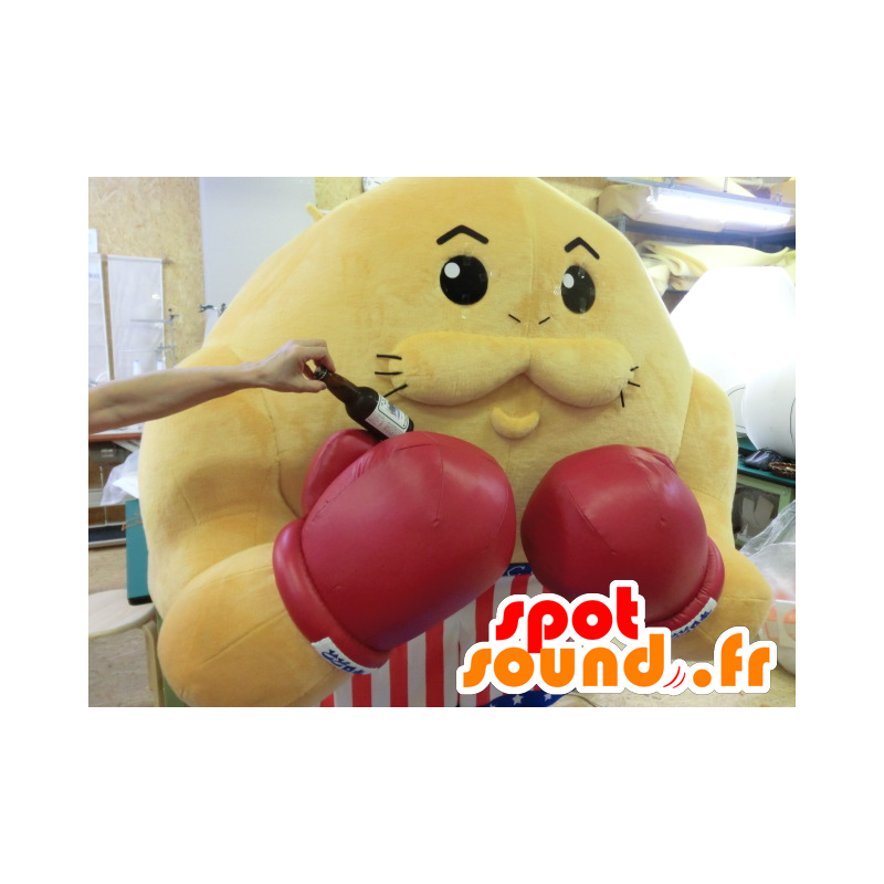 Todorokki mascot, yellow boxer with gloves and shorts - MASFR27212 - Yuru-Chara Japanese mascots