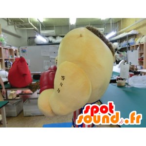 Boxer amarelo mascote Todorokki com luvas e shorts - MASFR27212 - Yuru-Chara Mascotes japoneses