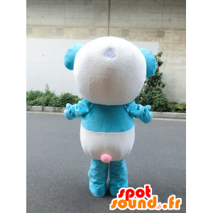 Aqua Mascot Panda Chari, white and very cute panda blue - MASFR27213 - Yuru-Chara Japanese mascots