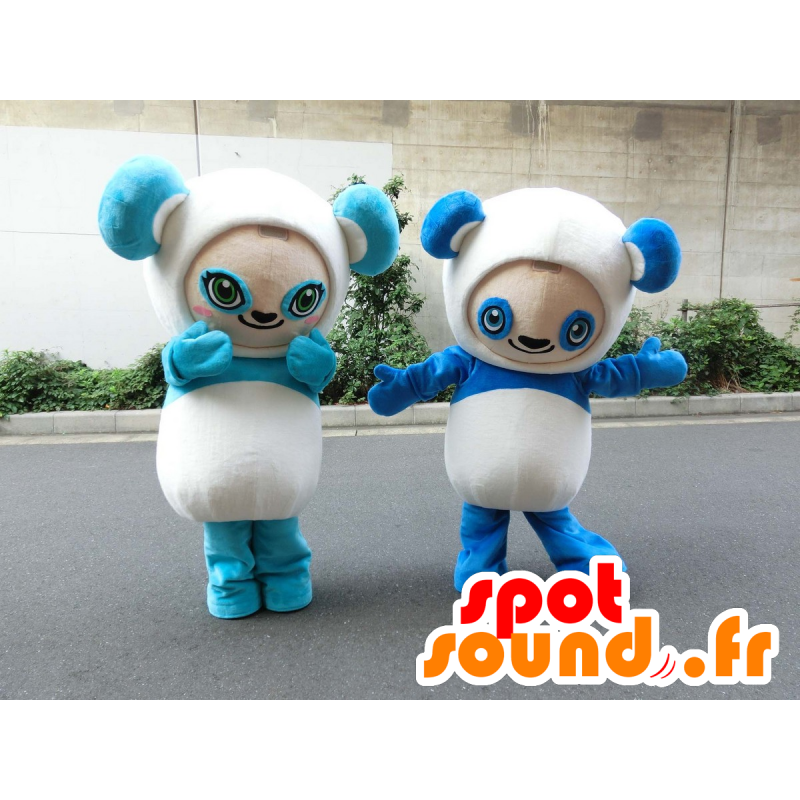 Aqua-Maskottchen-Panda Panda Aqua Chari und Chara, 2 Pandas - MASFR27215 - Yuru-Chara japanischen Maskottchen