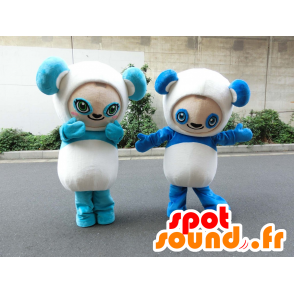 Aqua Panda Chari och Aqua Panda Chara maskot, 2 pandor -