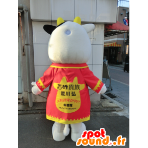 Mascot Hiroshi Arakawa, vaca vestida con una túnica roja - MASFR27216 - Yuru-Chara mascotas japonesas