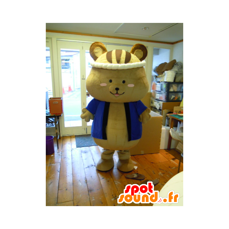 Mascot Habakichi-kun, beige Eichhörnchen mit einer blauen Kimono - MASFR27219 - Yuru-Chara japanischen Maskottchen