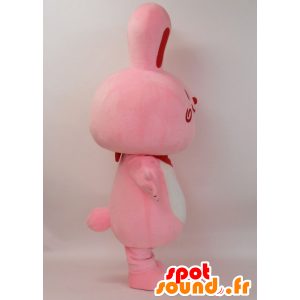 Iiheya mascot rabbit, white rabbit pink and red - MASFR27221 - Yuru-Chara Japanese mascots