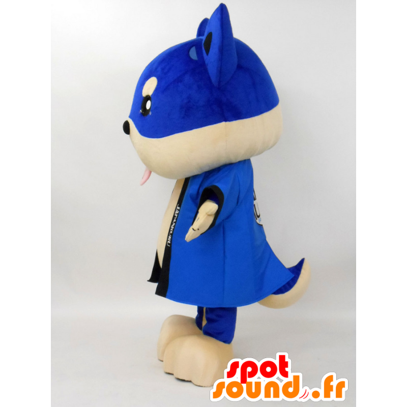 Mascota Kuruki, perro de color beige con una máscara y un kimono azul - MASFR27224 - Yuru-Chara mascotas japonesas