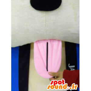 Mascot Kuruki, tan hund med en maske og en blå kimono - MASFR27224 - Yuru-Chara japanske Mascots