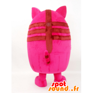 Mascot Ball Nyan, iso vaaleanpunainen ja valkoinen kissa, pullea ja söpö - MASFR27226 - Mascottes Yuru-Chara Japonaises