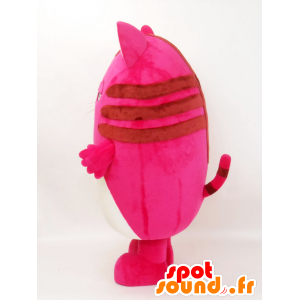 Mascotte de Balle Nyan, gros chat rose et blanc, dodu et mignon - MASFR27226 - Mascottes Yuru-Chara Japonaises