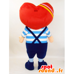 Ato-kun mascotte, grande cuore rosso e sorridente gigante - MASFR27228 - Yuru-Chara mascotte giapponese
