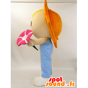 Sun-kun mascot, cute sun with a pink flower - MASFR27230 - Yuru-Chara Japanese mascots