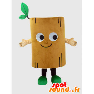 Mascota, pedazo de madera, sonriendo, marrón y verde Go-kun - MASFR27232 - Yuru-Chara mascotas japonesas