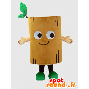 Mascot Go-kun, pedaço de madeira sorrindo, marrom e verde - MASFR27232 - Yuru-Chara Mascotes japoneses