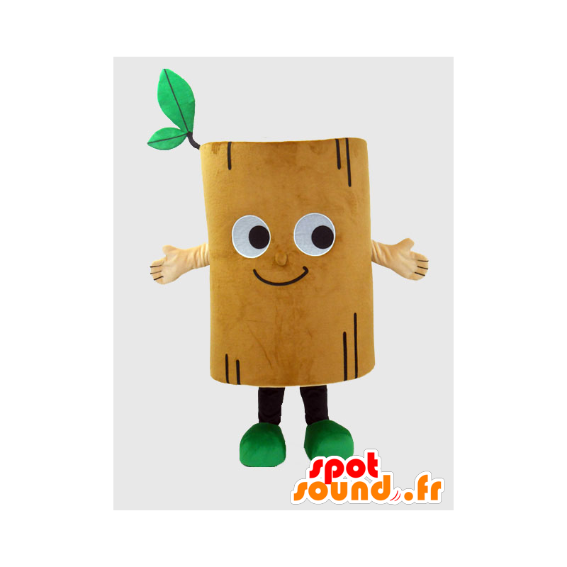 Mascota, pedazo de madera, sonriendo, marrón y verde Go-kun - MASFR27232 - Yuru-Chara mascotas japonesas