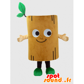 Mascot Go-kun, stuk hout lachend, bruin en groen - MASFR27232 - Yuru-Chara Japanse Mascottes