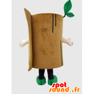 Mascotte de Go-kun, morceau de bois souriant, marron et vert - MASFR27232 - Mascottes Yuru-Chara Japonaises