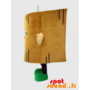 Mascotte de Go-kun, morceau de bois souriant, marron et vert - MASFR27232 - Mascottes Yuru-Chara Japonaises