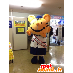 ハマトラとらんかくんのマスコット、オレンジと黒の虎-MASFR27233-日本のゆるキャラのマスコット