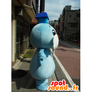Mascota Casa-kun, morsa azul y blanco con una casa - MASFR27235 - Yuru-Chara mascotas japonesas