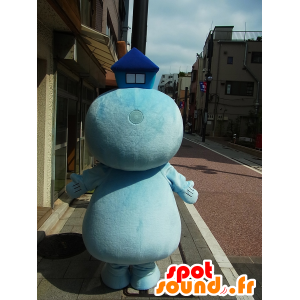 House-kun mascot, blue and white walrus with a house - MASFR27235 - Yuru-Chara Japanese mascots