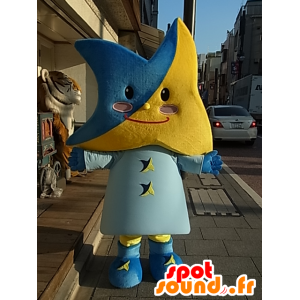 Don maskot, žlutá a modrá hvězda krásný a usměvavý - MASFR27240 - Yuru-Chara japonské Maskoti