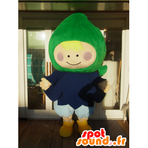 Mascot Kun Pakumu, blonde gutten med en grønnsak på hodet - MASFR27241 - Yuru-Chara japanske Mascots